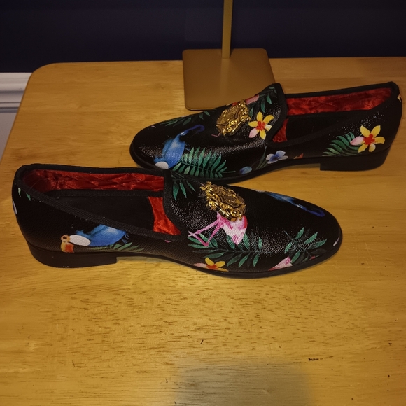 Elanroman Floral Canvas Mens Dress Shoes Size 45 - Picture 3 of 5